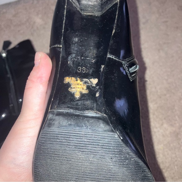 Prada Metal Block Heel Patent Leather Ankle Boot - Picture 10 of 15